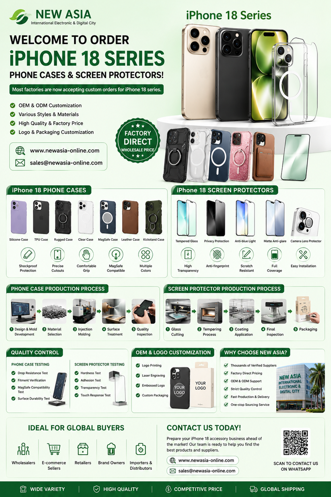 iPhone 18 Phone Cases and Screen Protectors Now Available for Custom Orders | Wholesale Suppliers at New Asia